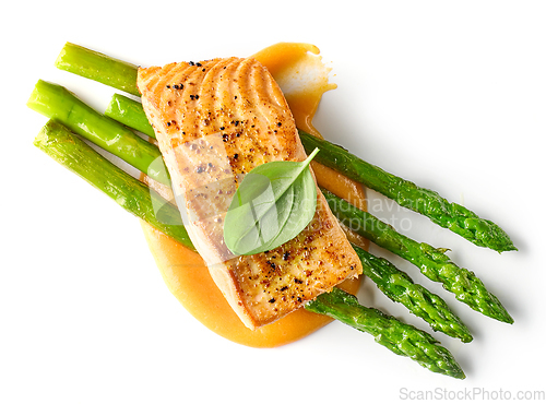 Image of grilled salmon fillet with asparagus