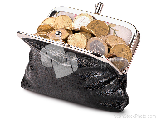 Image of Black wallet with coins