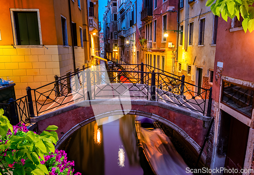 Image of Canal and bridge in Venice