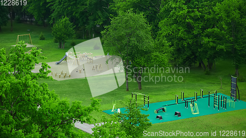 Image of sports ground top view, sports lifestyle concept.