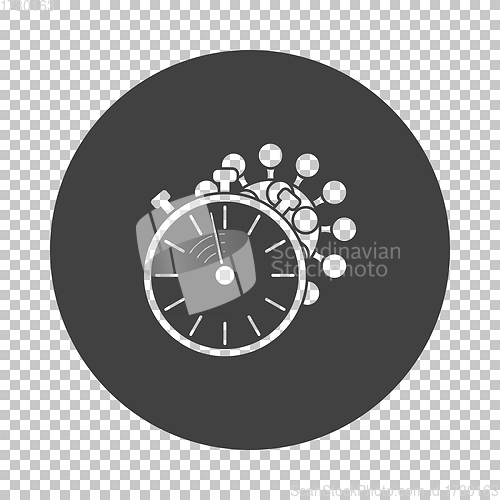 Image of Coronavirus Molecule Under Stopwatch Icon