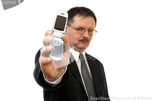 Image of  Businessman show  mobile phone