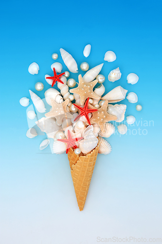 Image of Surreal Fun Food Art with Seashell Ice Cream Cone