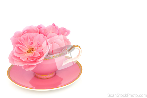 Image of Surreal Rose Flower Tea Cup Arrangement