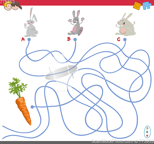 Image of maze game with rabbit characters