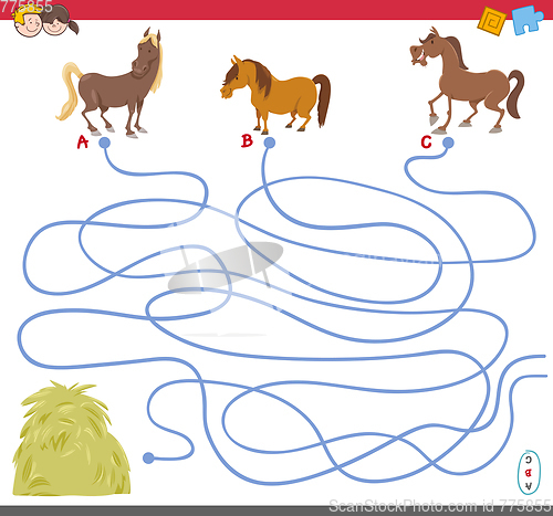 Image of maze game with horse characters