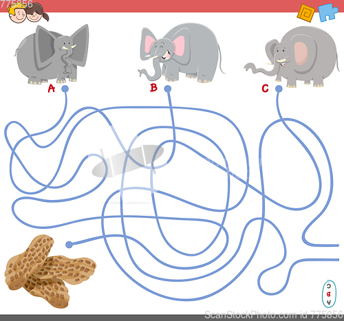 Image of maze game with elephant characters