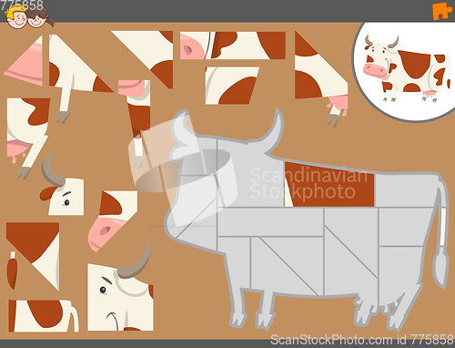 Image of jigsaw puzzle activity with cow