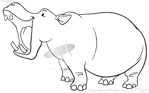 Image of hippopotamus character coloring page