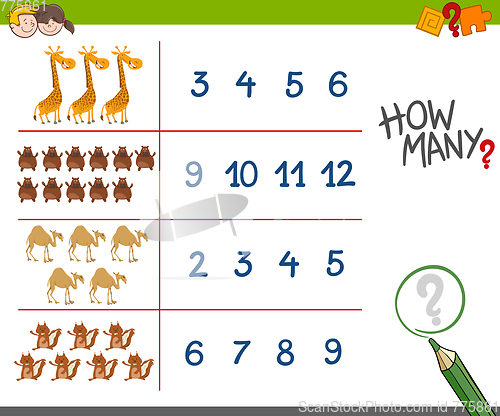 Image of counting activity with cute animals