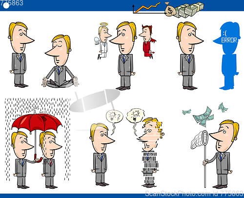 Image of business concept cartoons set