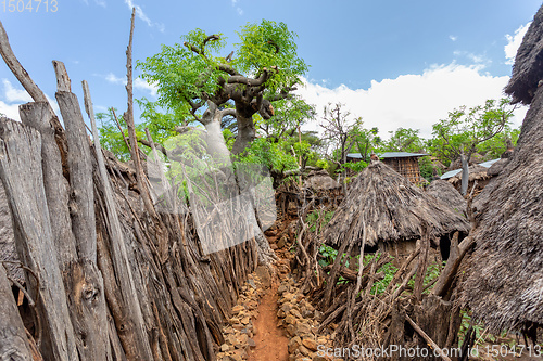 Image of fantastic walled village tribes Konso, Ethiopia