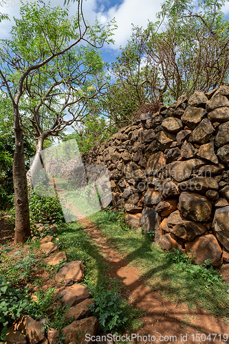 Image of path in walled village tribes Konso, Ethiopia