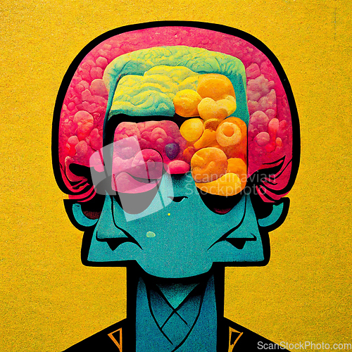 Image of Colorful creative human brain. Cartoon style. 