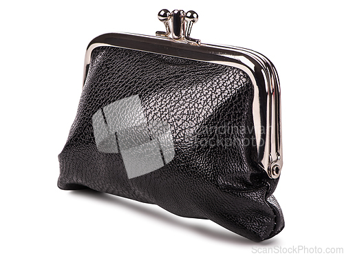 Image of Black leather purse isolated