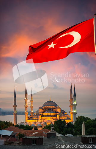 Image of Blue mosque in flag