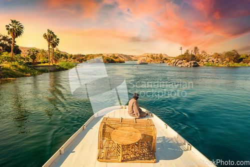 Image of Boat on the nile at sunset