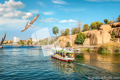 Image of Boats at sunset in Aswan