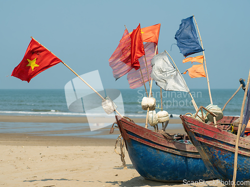 Image of Fishing boats at Sam Son Beach, Than Hoa, Vietnam