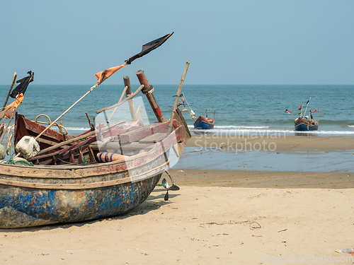 Image of Fishing boats at Sam Son Beach, Than Hoa, Vietnam