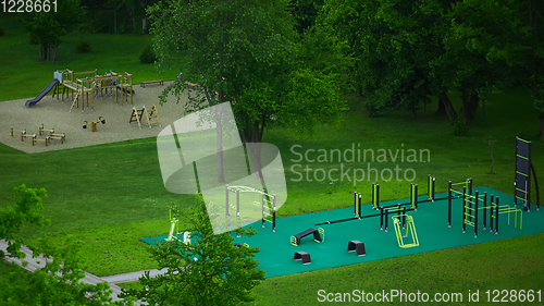 Image of sports ground top view, sports lifestyle concept.