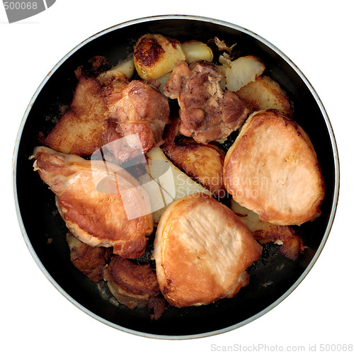 Image of Roasted pork on frying-pan