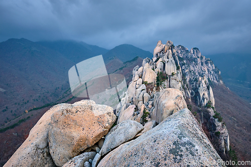 Image of View from Ulsanbawi rock peak. Seoraksan National Park, South Corea