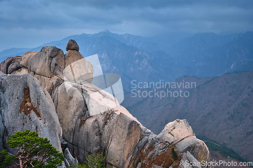 Image of View from Ulsanbawi rock peak. Seoraksan National Park, South Corea