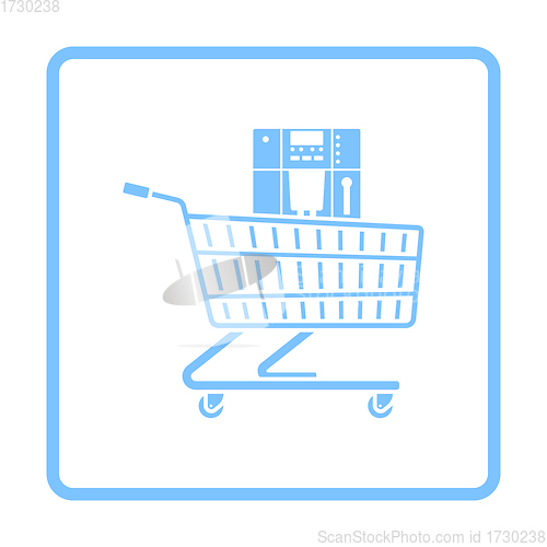 Image of Shopping Cart With Cofee Machine Icon