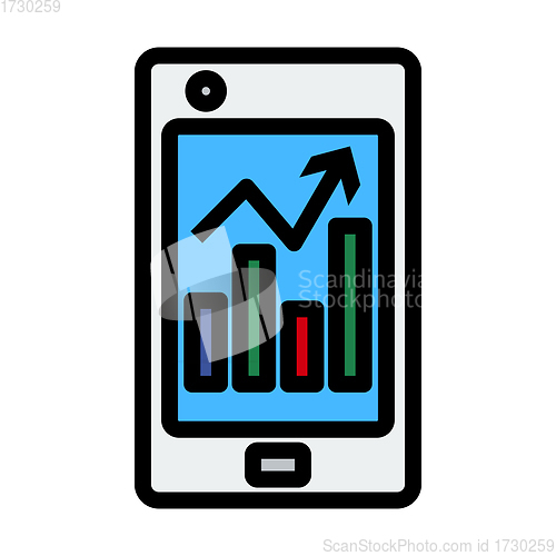 Image of Smartphone With Analytics Diagram Icon