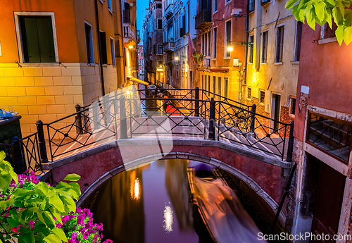 Image of Canal and bridge in Venice