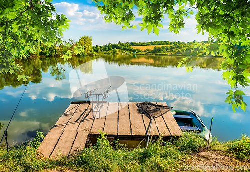 Image of Carp fishing on pond