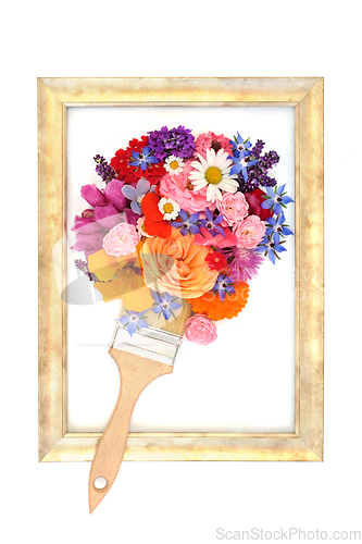 Image of Painting with Summer Flowers and Herbs Picture Frame