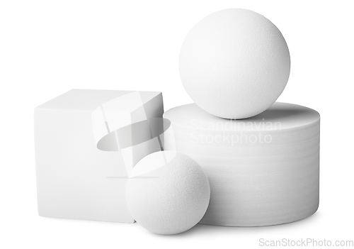 Image of Cylinder, two balls and a square isolated