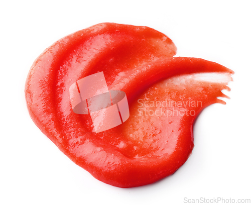 Image of tomato puree on white background