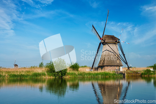 Image of Windmills at Kinderdijk in Holland. Netherlands