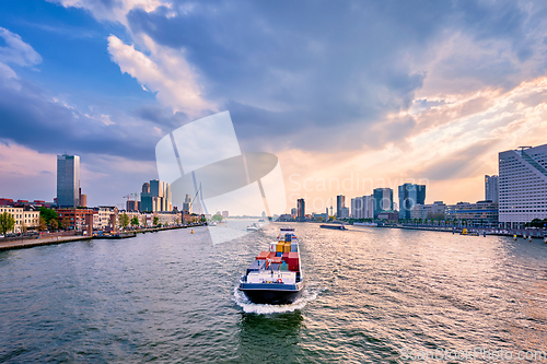 Image of Rotterdam cityscape view over Nieuwe Maas river, Netherlands