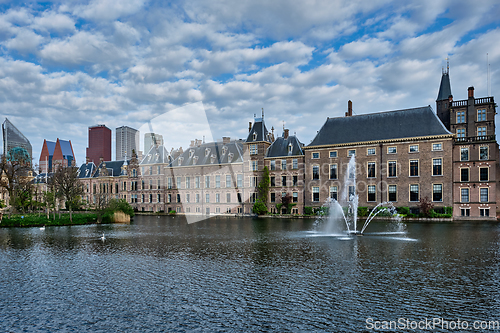 Image of Hofvijver lake and Binnenhof , The Hague