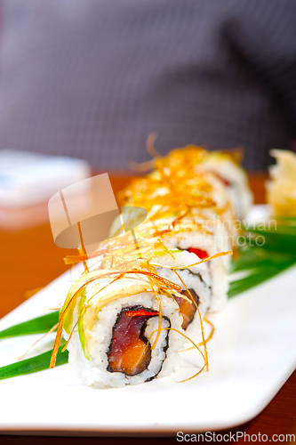 Image of fresh sushi choice combination assortment selection