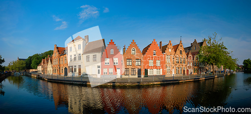 Image of Canal and old houses. Bruges Brugge , Belgium