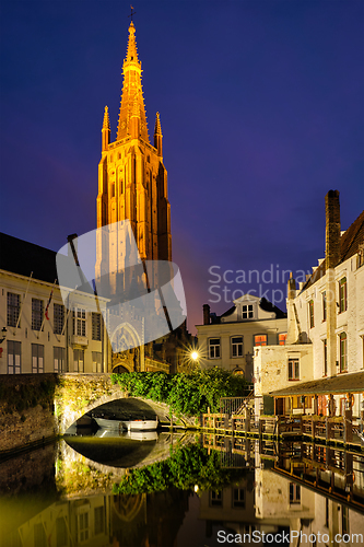 Image of Church of Our Lady and canal. Brugge Bruges, Belgium