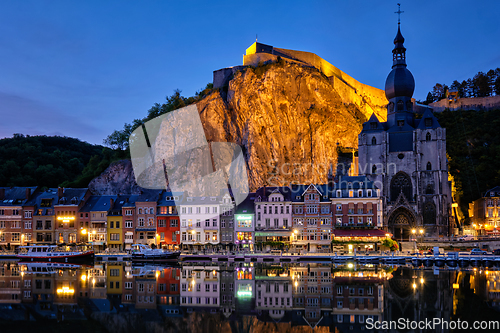 Image of Night view of Dinant town, Belgium