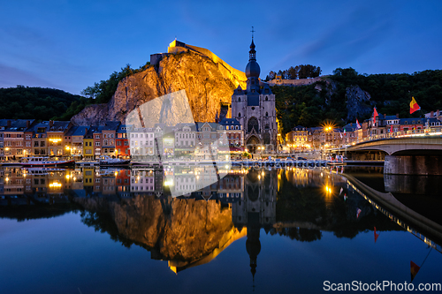 Image of Night view of Dinant town, Belgium