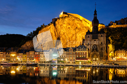 Image of Night view of Dinant town, Belgium