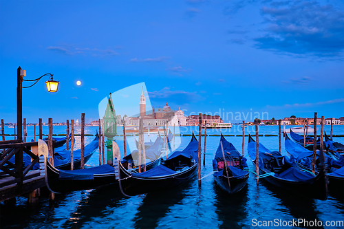 Image of San Giorgio Maggiore Church with full moon. Venice, Italy