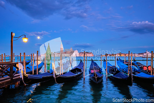 Image of San Giorgio Maggiore Church with full moon. Venice, Italy