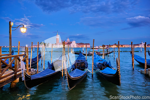 Image of San Giorgio Maggiore Church with full moon. Venice, Italy