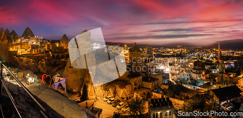 Image of Goreme on sunset in Cappadocia