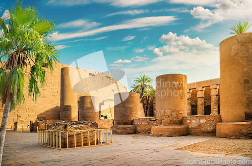 Image of Luxor Karnak temple and palm