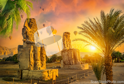 Image of Memnon Colossi and Balloons